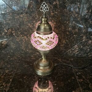 DEMMEX 5" Globe Turkish Moroccan Mosaic Table Lamp, Handcrafted